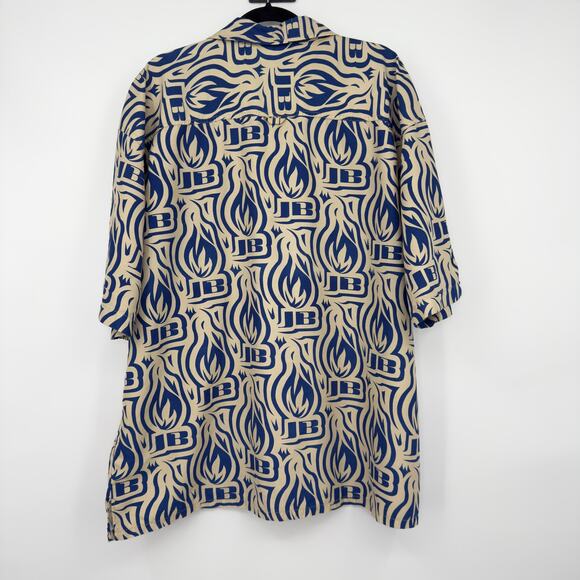 VTG Johnny Blaze Mens Button Up Shirt XL Flame Logo Spell Out Y2K Rap Streetwear - Picture 8 of 12